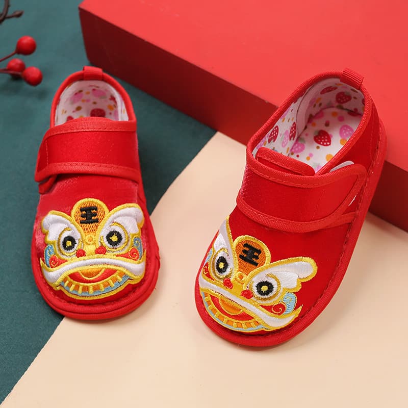 New Soft Sole Tiger Head Shoes Tang Suit Shoes Baby Toddler Walking Shoes Chinese Style HTX083