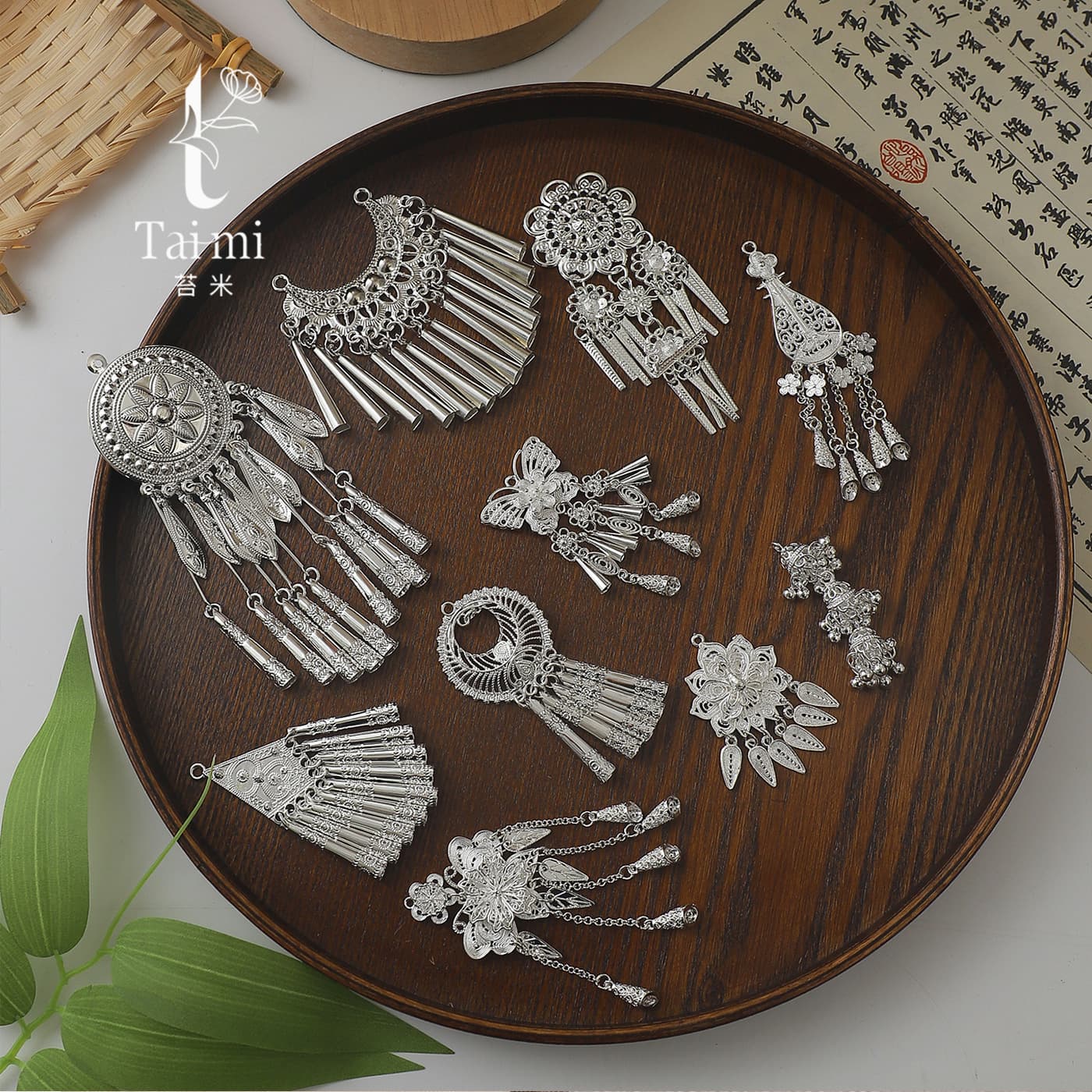 Taimi New Dragon Boat Festival New Chinese Style Silver Ornament Mugwort Door Hanging Decoration Material Handmade Flower DIY Supplies