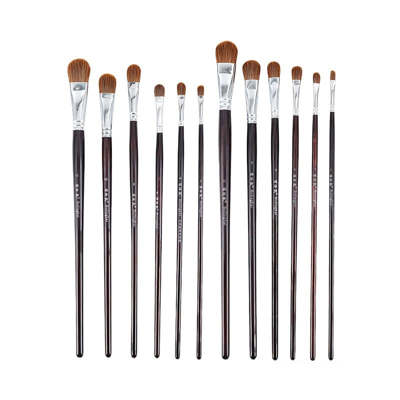 12-Piece Gouache Brush Set, Wolf Hair Art Student Acrylic Paint Brush, Duck Tongue Brush, Watercolor Brush, Flat Brush, Oil Painting Brush