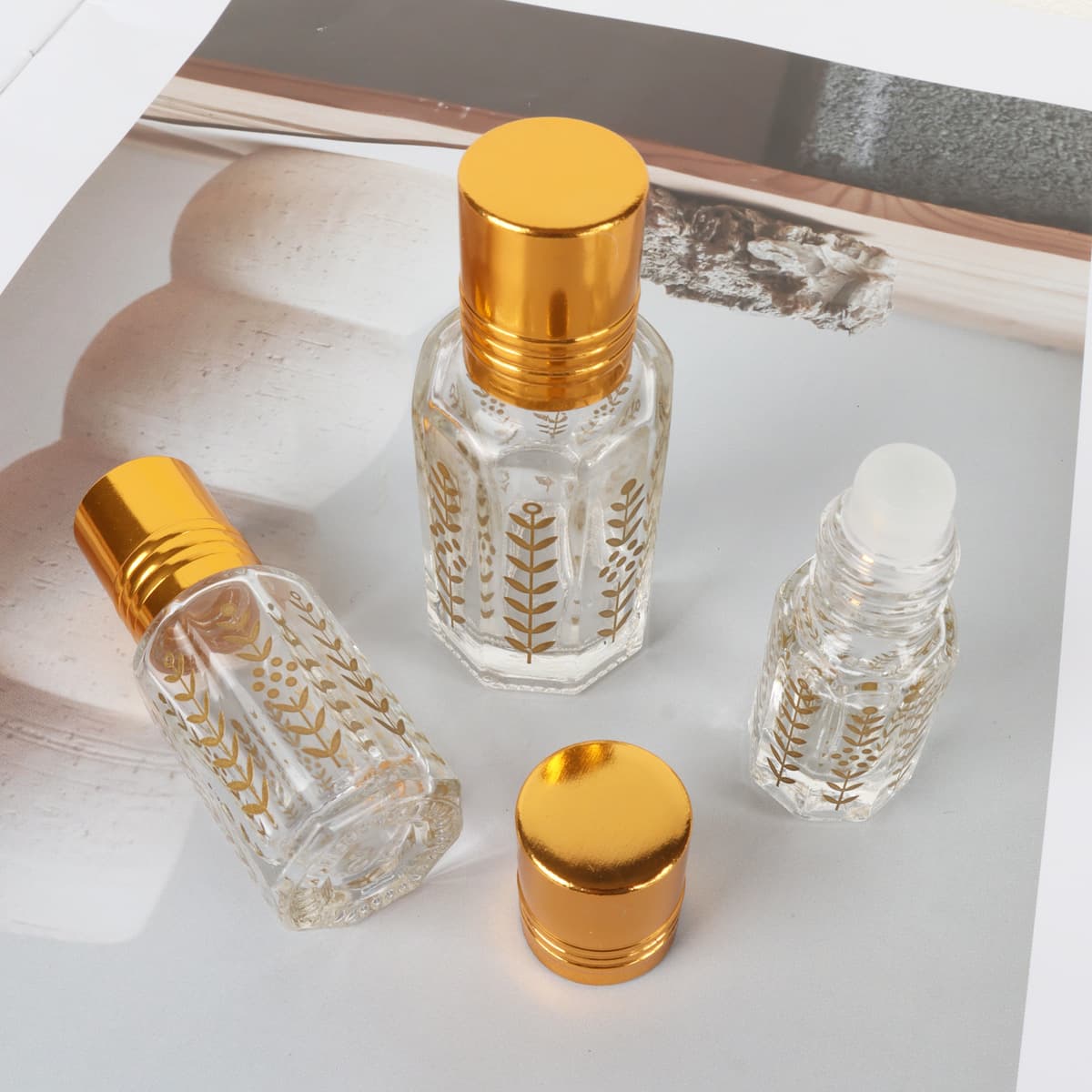 3/6/12ML Roll-On Perfume Bottle Glass Portable Travel Lip Oil Roller Ball Bottle High-End Essential Oil Bottle