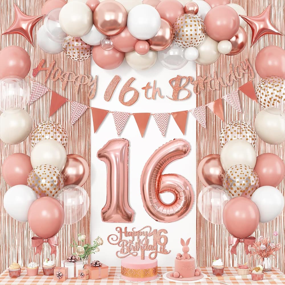 Cross-border New 32-inch Rose Gold Digital Balloon Flag Banner Suit Adult Birthday Party Decorations