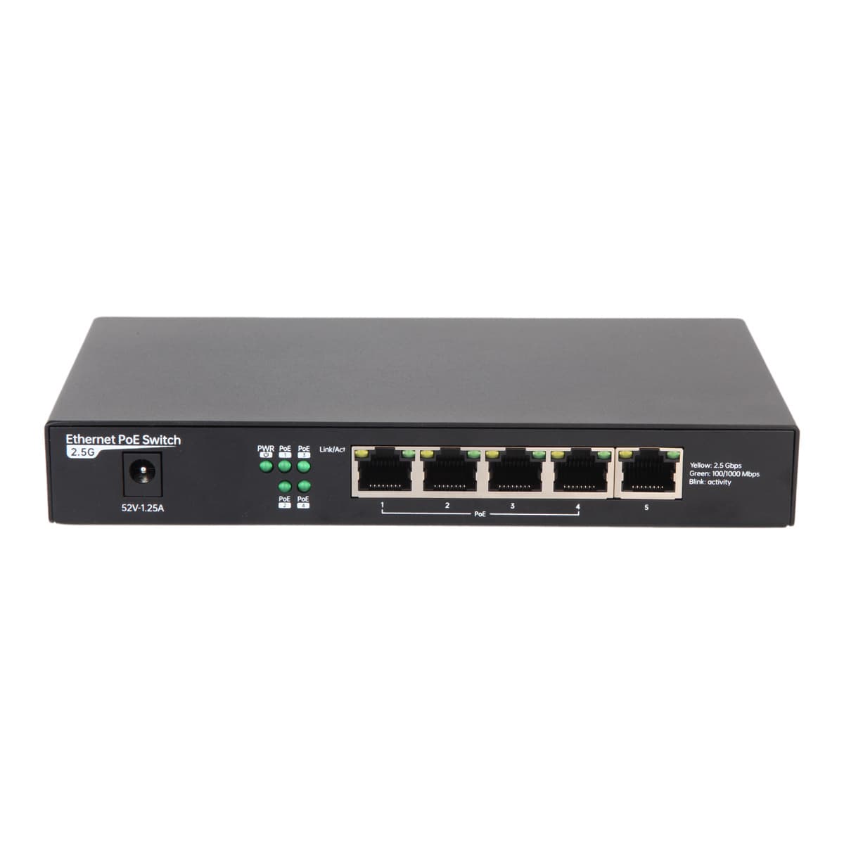 5-Port 2.5G PoE Switch Unmanaged PoE Switch Plug and Play Surveillance Home Hub