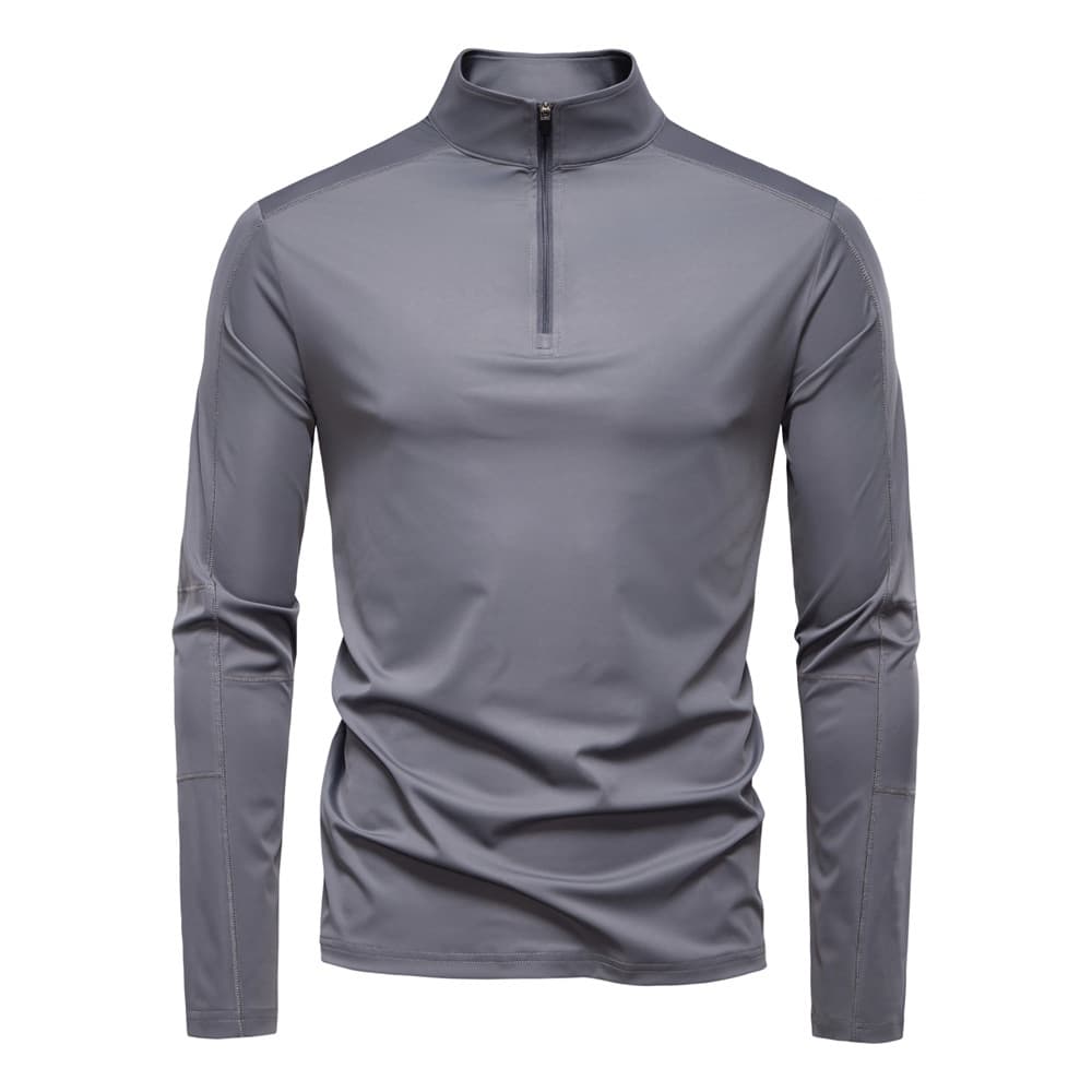 Men's Long Sleeve T-Shirt UPF100+ Sun Protection Half Zipper Base Shirt Casual Lightweight Polyester Fiber Slim Fit Summer T-Shirt