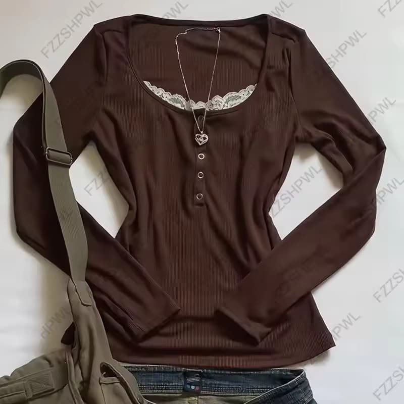 Cross-border European and American Trendy Sexy Slim Fit Casual Printed Round Neck Women's T-Shirt Long Sleeve Top