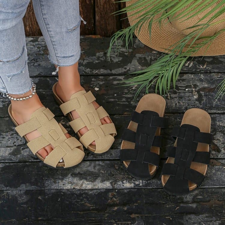 Cross-Border Large Size Thick Sole Hollow Roman Sandals Women 2026 New Style European American Outdoor Soft Sole Woven Sandals Slippers Women