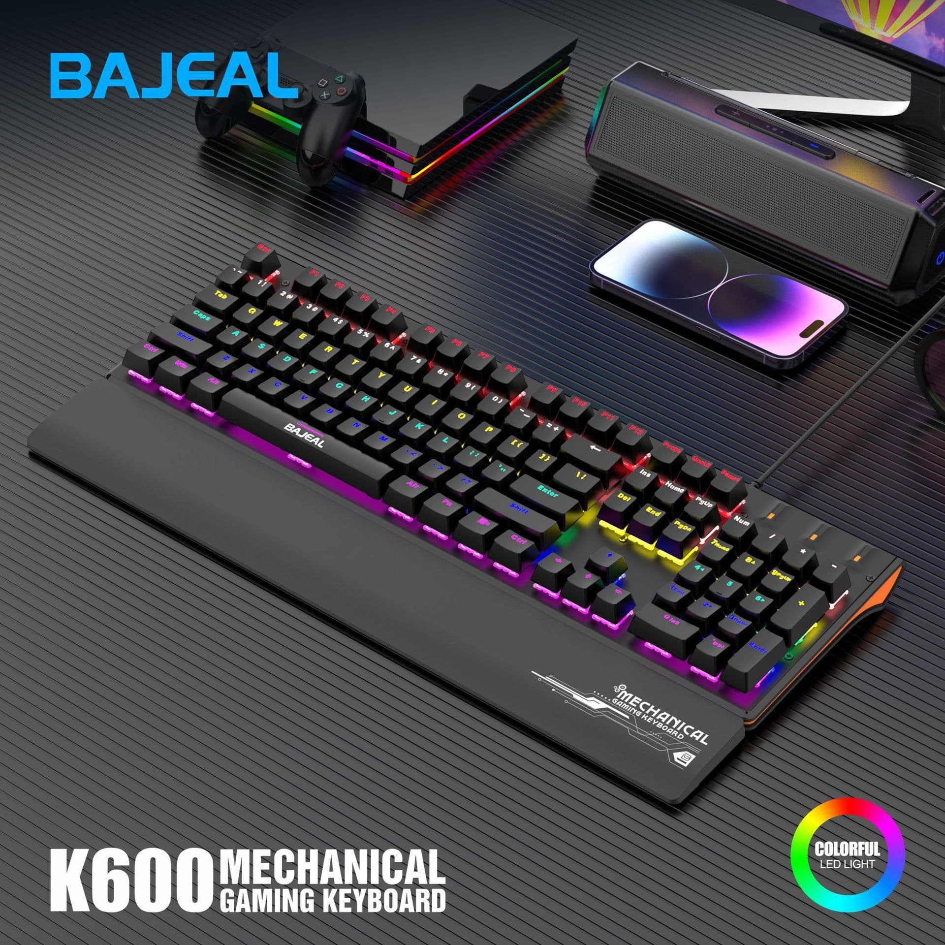 k600 wired luminous true mechanical green axis game competition with hand rest desktop computer universal backlight mechanical keyboard