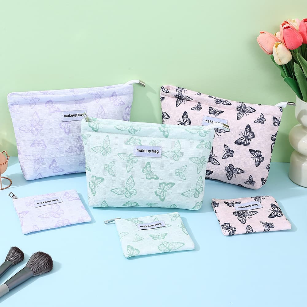 One-Piece Drop-Shipping Cross-Border New Portable Butterfly Pattern Cosmetic Bag Set Mini Lipstick Storage Pouch