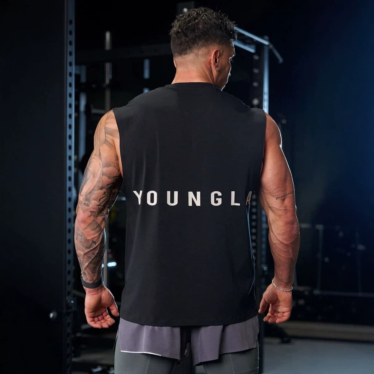 YOUNGLA American Style Summer New Men's Vest Jogger Gym Workout Sleeveless T-Shirt Vest