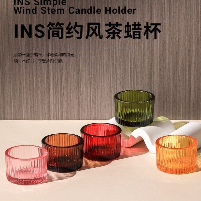 Cross-border INS Minimalist Tealight Candle Holder High Aesthetic Thickened Aromatherapy Candle Glass Cup Fine Texture Empty Candle Cup for Home