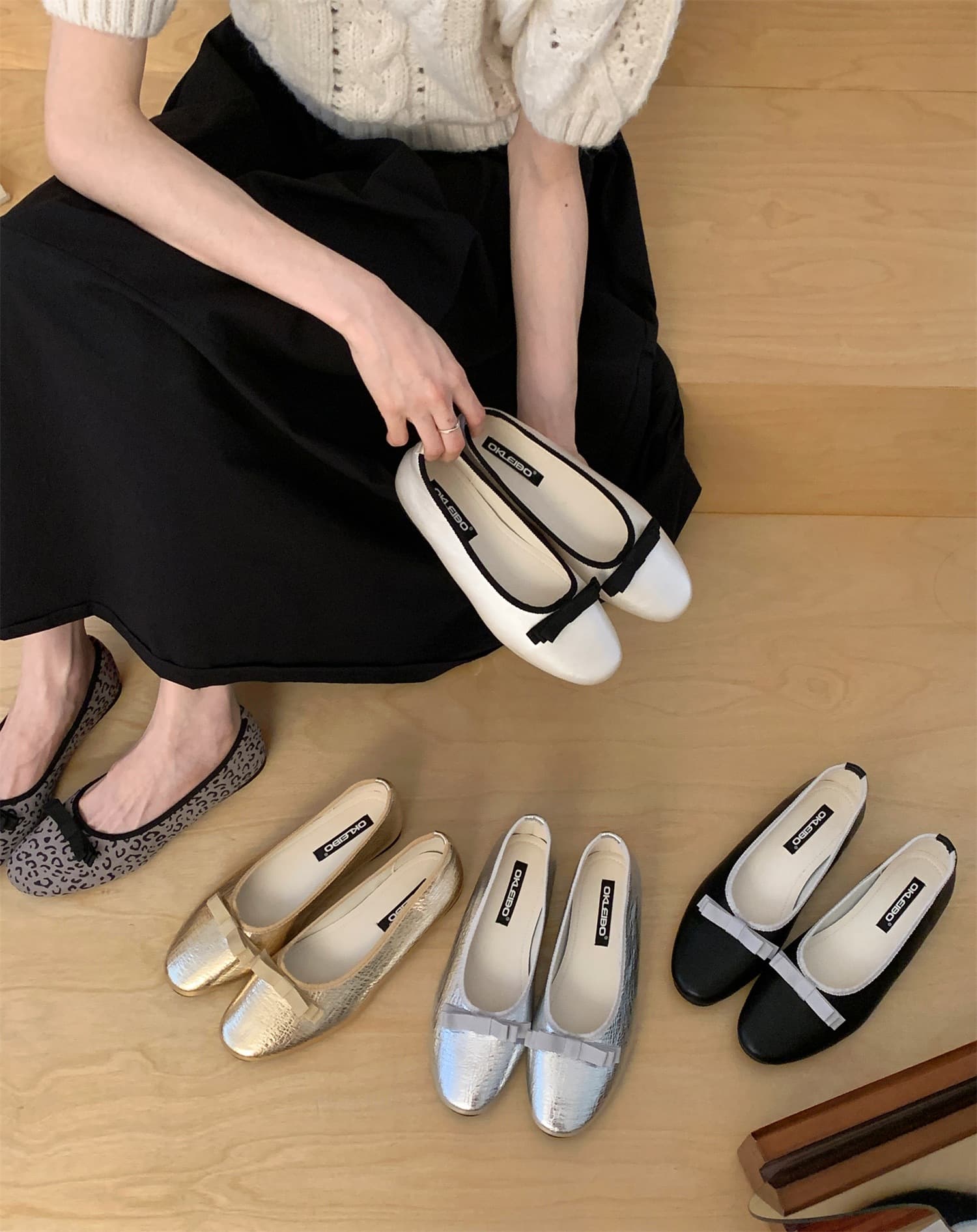 Trendy Brand Evening Breeze Gentle Bowknot Shallow Flat Shoes, Slip-On Grandma Shoes, Summer Women's Shoes, French Retro Flats