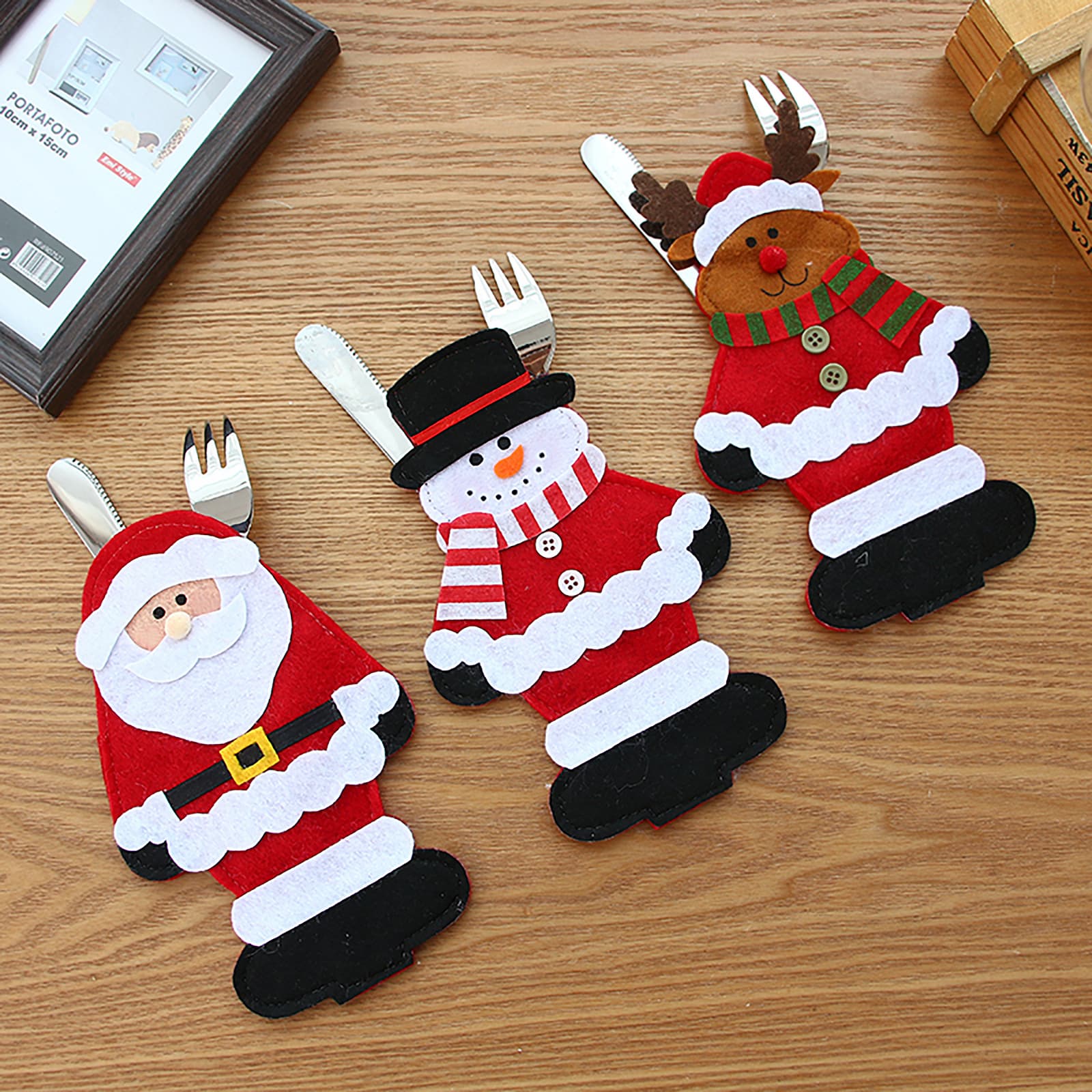 AliExpress Christmas Knife and Fork Set Christmas Supplies Knife and Fork Bag Santa Claus Tableware Set Christmas Decoration Supplies