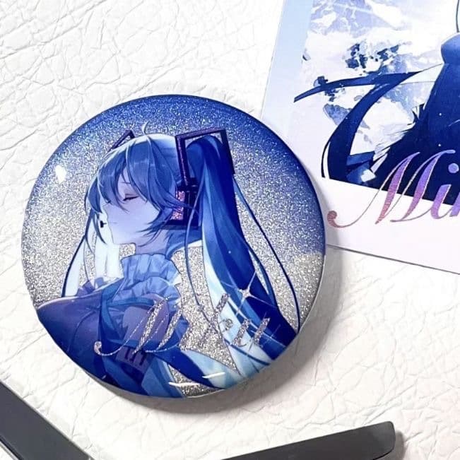 Xiaohongshu Same Style Hatsune Miku Badge Custom Pin Metal Tin Double Flash Reflective