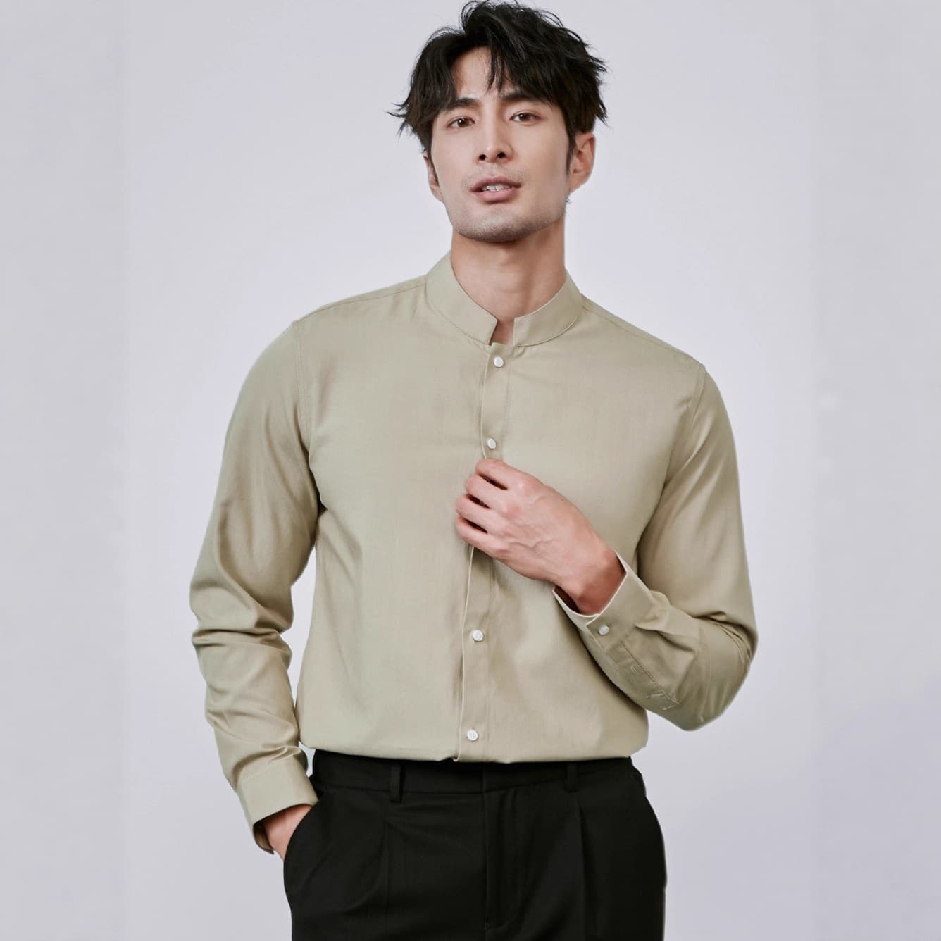 Korean-style Business Commute Slim Fit Long Sleeve Men's Shirt Black Wrinkle-Free Anti-Wrinkle Formal Casual White Shirt for Men