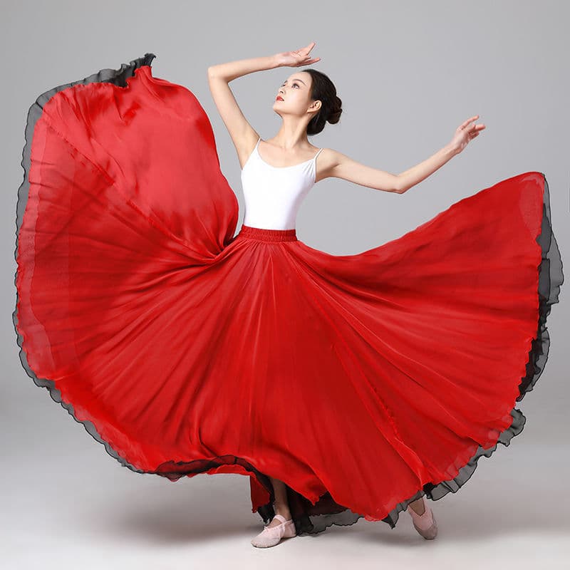 900 Degrees 14-Meter Hem Square Dance Costume Chiffon Skirt Classical Ethnic Latin Dance Performance Dance Skirt