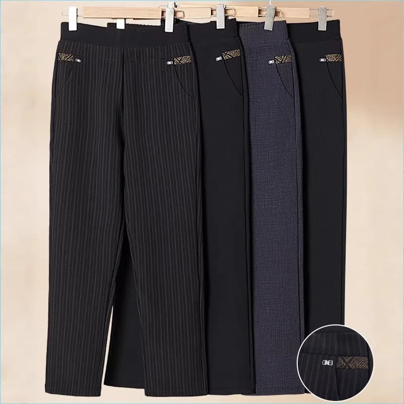 Mom's pants, spring and autumn straight pants, middle-aged and elderly women's pants, high-waisted winter trousers, velvet and thickened grandma pants