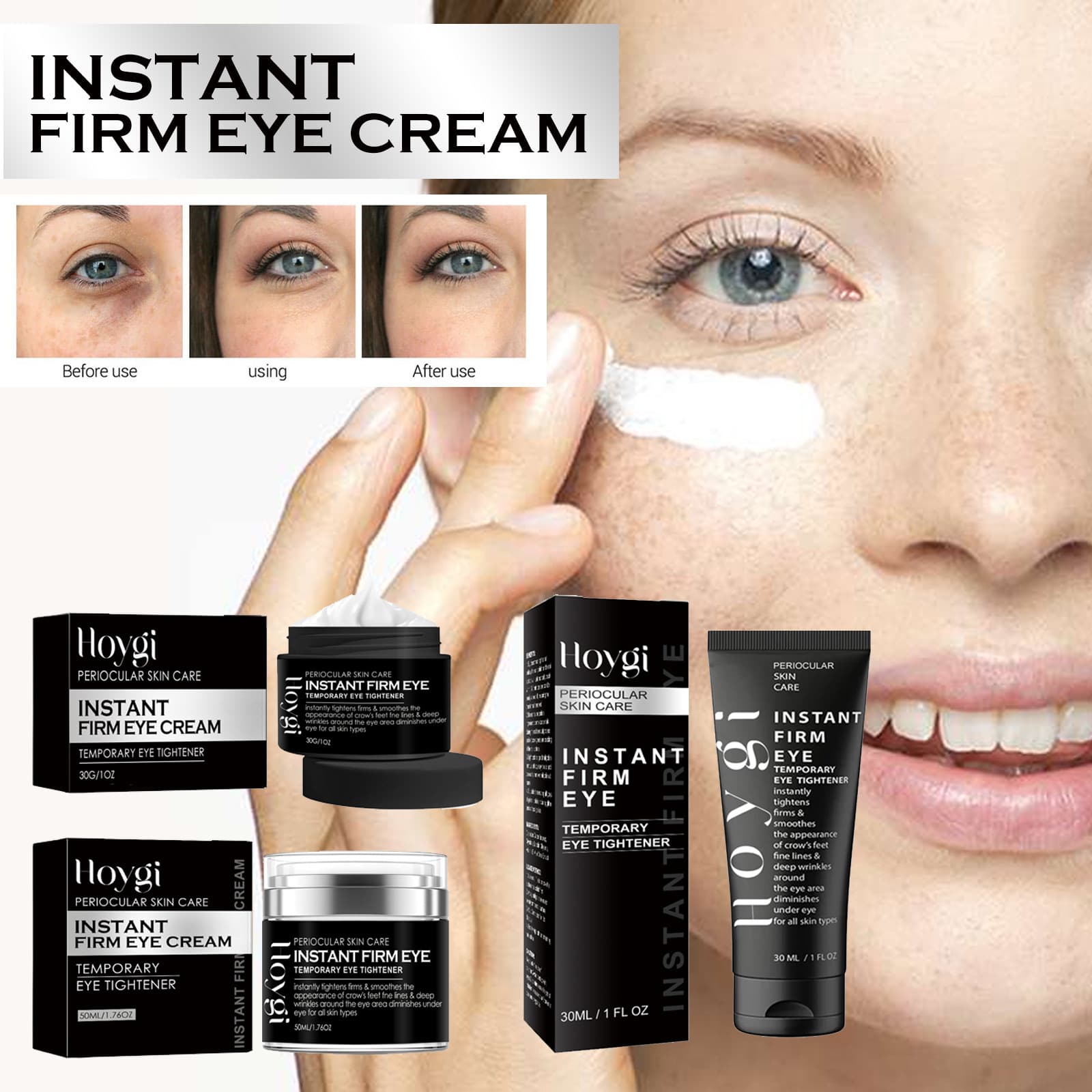 Hoygi Eye Cream for Dark Circles and Fine Lines, Reduces Wrinkles, Under-Eye Bags, and Dark Circles, Firms and Hydrates Eye Area
