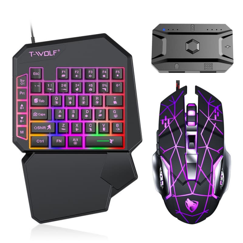//Game set mobile phone tablet one-handed small keyboard mouse peripheral throne adapter