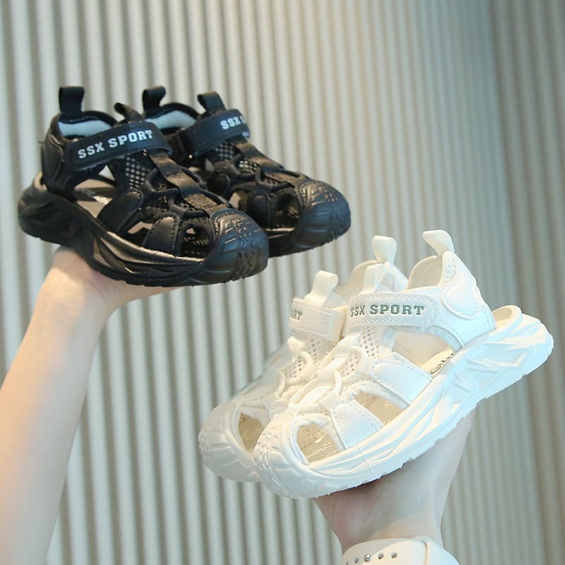 Children's breathable sandals, boys' sports sandals, children's anti-kick toe toe protection, breathable boys' and girls' beach shoes