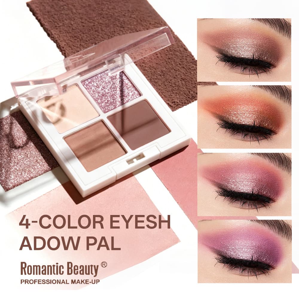 Cross-border special four-color eyeshadow palette, foreign trade makeup, natural pearlescent eye makeup palette, multi-color eyeshadow palette for novice beauty makeup women