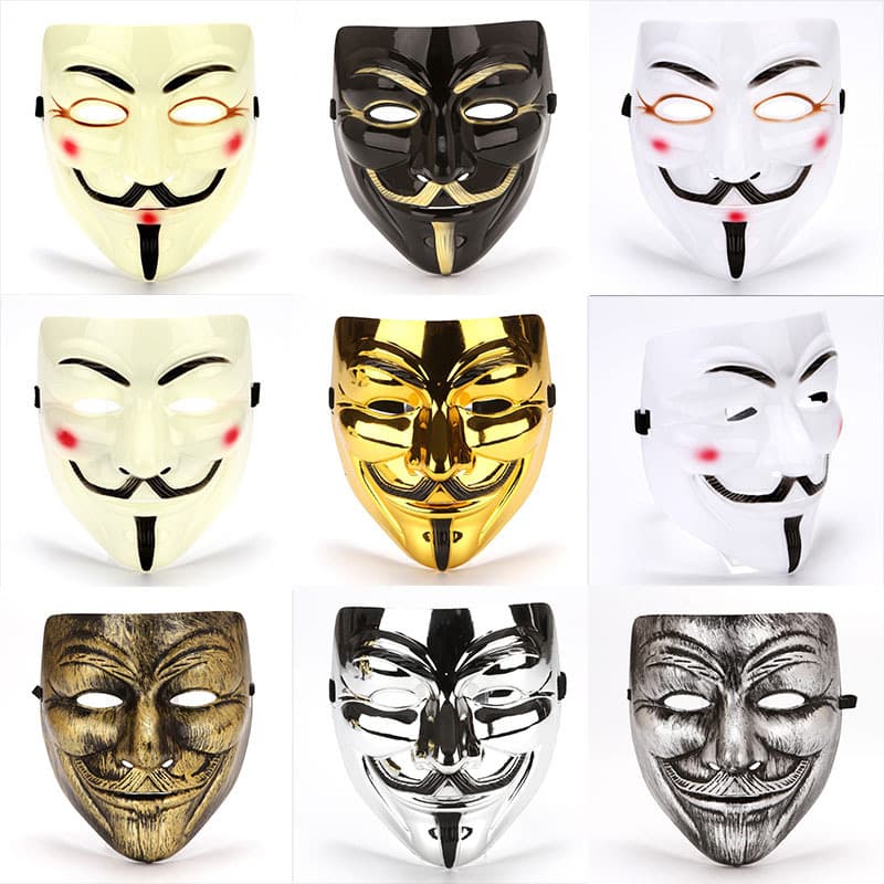 Halloween V-shaped face electroplated antique horror ghost face thickened frosted eyeliner PVC maple leaf mask ghost head