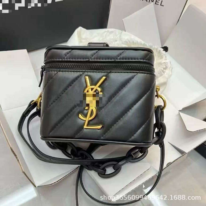 New Women's Handbag Crossbody Elegant Makeup Bag Guochao Fashion Versatile Universal 2025 Square Style Gold Label Black Label