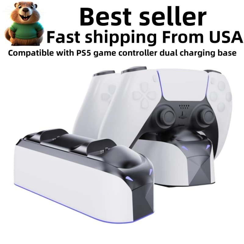 PS5 Controller Charger RGB Rainbow Glow Charging Stand Game Controller Accessories Pro Pogo Pin Fast Charging