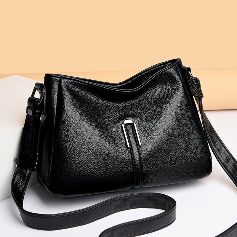 2025 New Soft Leather Large Capacity Middle-aged Mother Bag Versatile Elegant Shoulder Bag Fashionable Simple Crossbody Bag