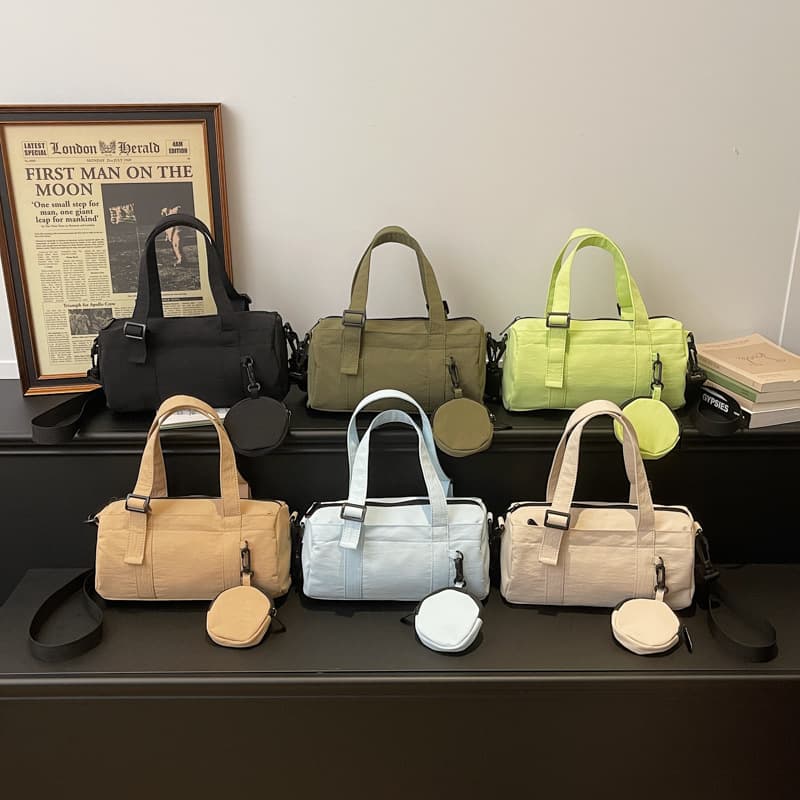 Cross-border Korean version ins cylindrical bag women's large-capacity handbag student business trip messenger bag portable handbag