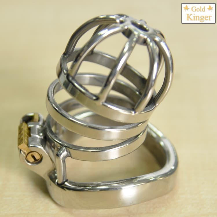 Male Chastity Lock Stainless Steel Curved Ring Sissy CB Cage SM Training Fetish Abstinence Bird Cage Auxiliary Strap A275