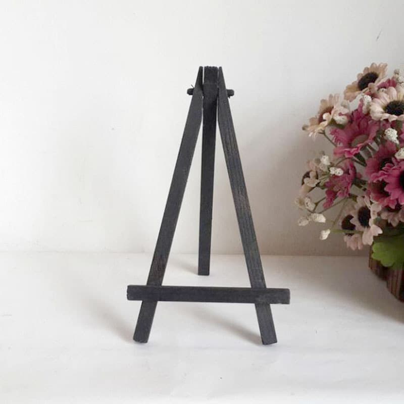 Black Foldable Small Wooden Painting Easel Phone Holder Display Stand Solid Wood Picture Clip 7.6*12.7cm