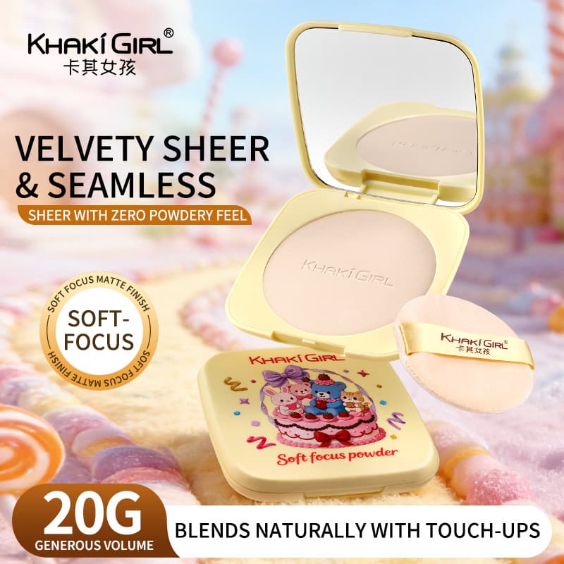 Cross-border KHAKIGIRL custard khaki girl powder waterproof and sweat-proof, not easy to remove makeup, light and docile setting powder