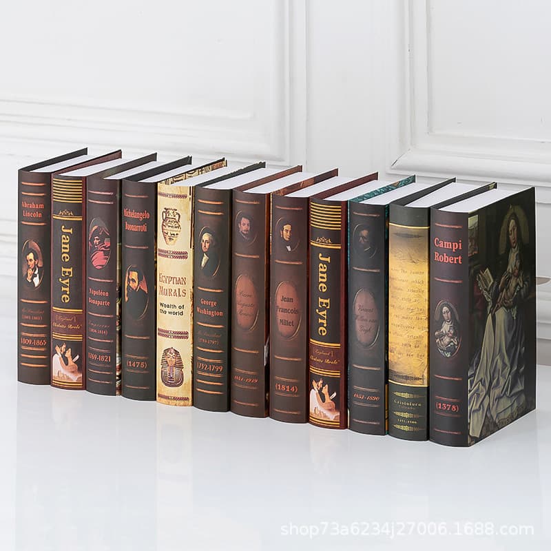 European Vintage Retro Faux Book Decorative Prop for Coffee Shop Hotel Decor Creative Ornament