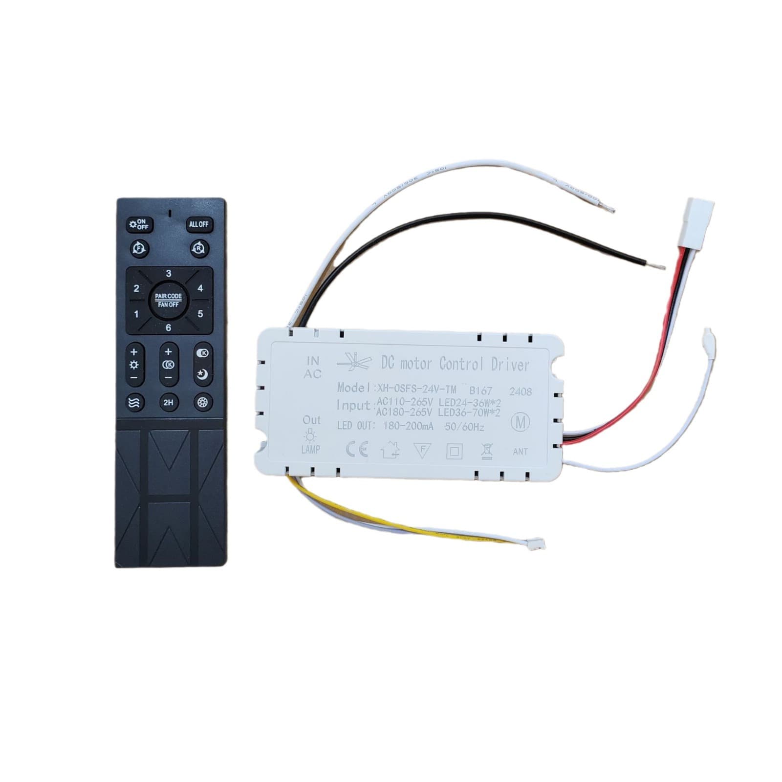 Ceiling Fan Light Variable Frequency Remote Control 6-Speed Dimming Remote Receiver Controller XH-FS-24V Fan Light Compatible Accessory