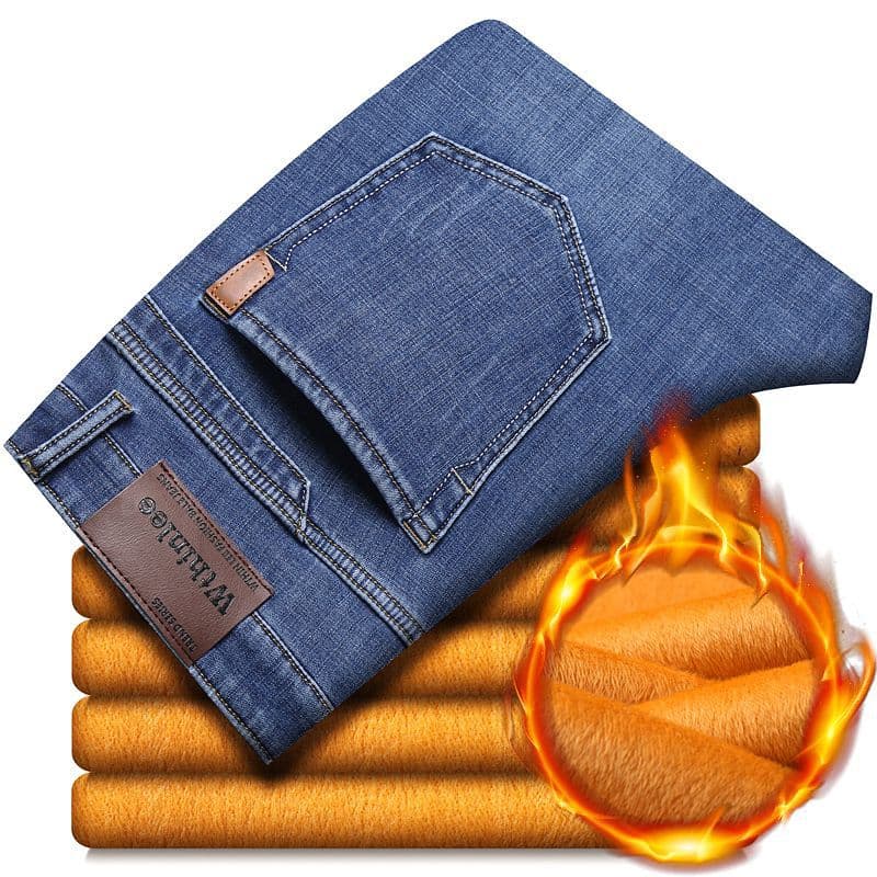 Autumn/Winter fleece-lined thickened men's jeans loose warm winter casual pants Guangzhou Xintang versatile trendy