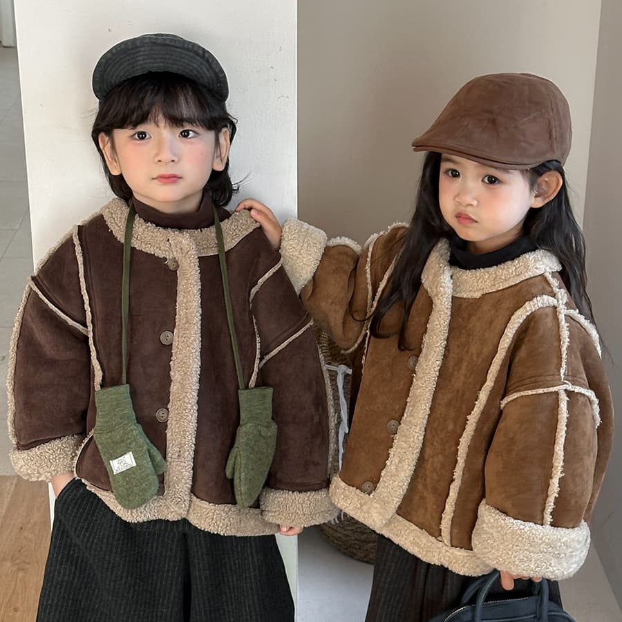 Jiaye Children's Products 2025 Children's Winter Composite Fur-Like Coat Boys Girls Babies Thickened Fashionable Jacket Top