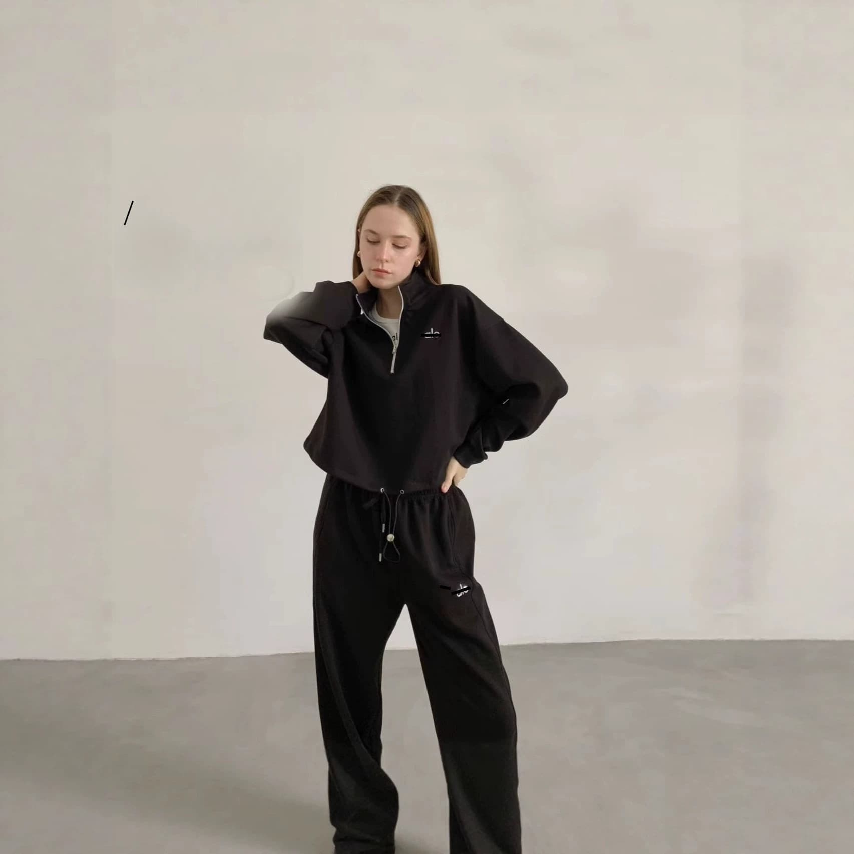 ALOGANT Sportswear Long Sleeve Hoodie Style Training Outfit Autumn Winter Running Zipper Casual Fashion Women's Top Bottom Set