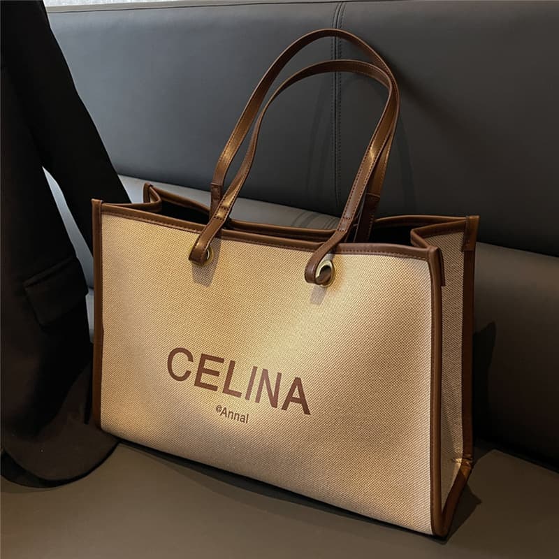 Cross-border Large Capacity Bag for Women, High-End Trendy Viral Single Shoulder Canvas Tote Bag for School and Commute