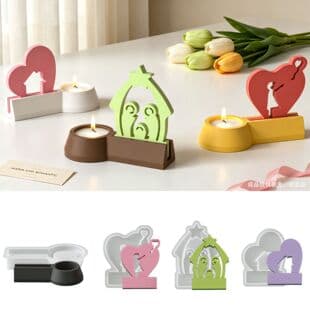 Yumeiren New Cross-Border Product Love Balloon Family Blessing Love House Candle Holder Base Insert Silicone Mold