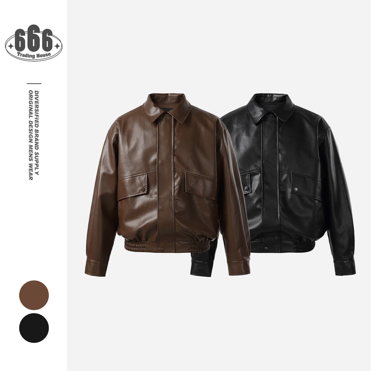 NANDCHN American Vintage PU Leather Jacket Unisex Loose Notch Lapel Motorcycle Coat J10075