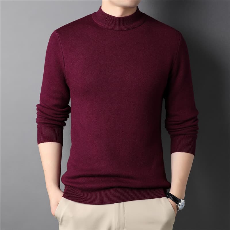 New Spring/Autumn Men's Solid Color High Neck Slim Fit Sweater for Young Men