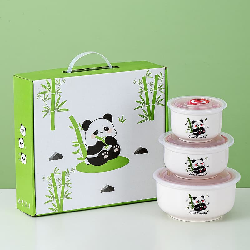 Ceramic Fresh-Keeping Bowl Set, Practical Sealed Lunch Box, Noodle Bowl, Household Tableware Gift Box, Useful Small Gift