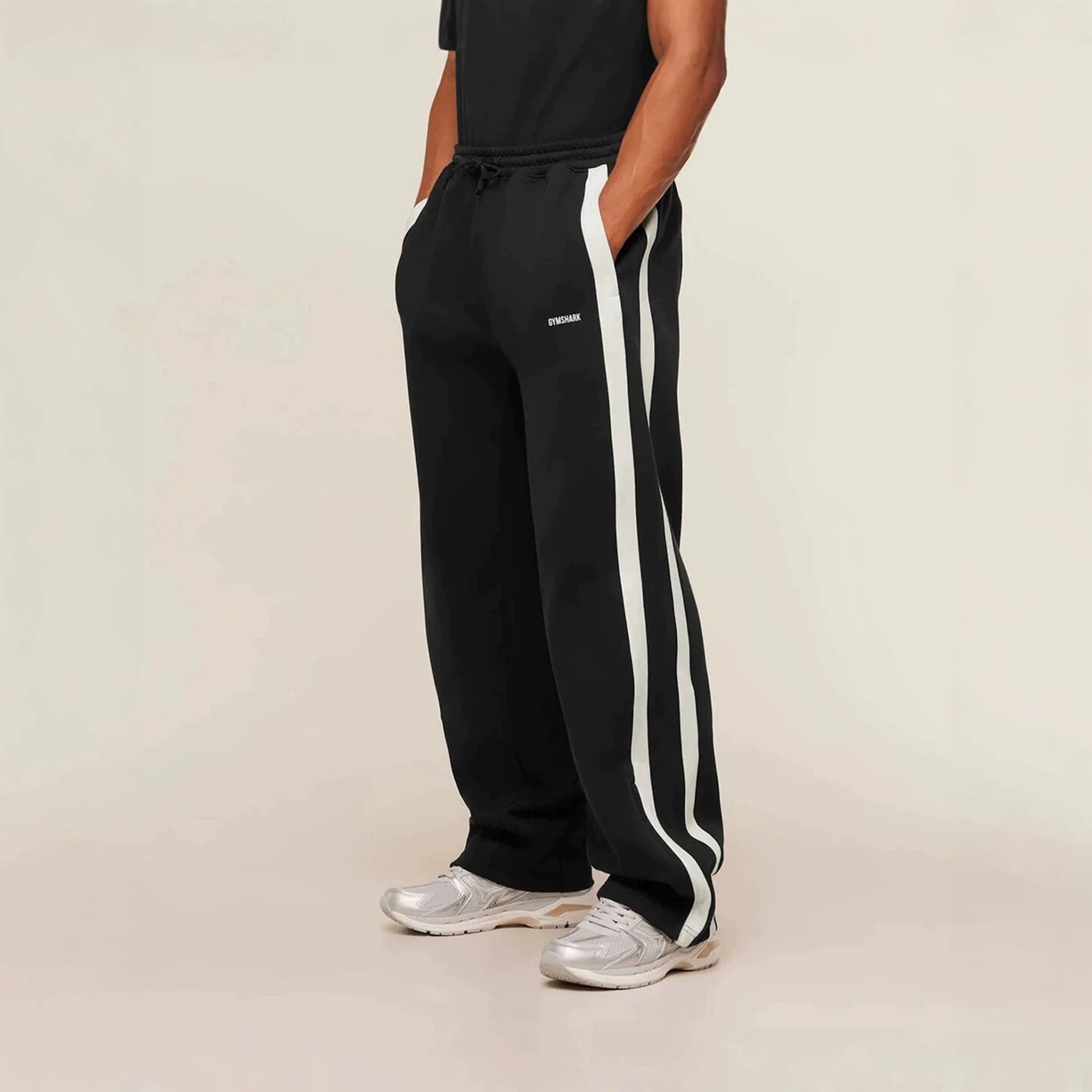 GYMSHARK Men's Sports Pants Double Spliced Printed Casual Pants Gym Sports Fitness Mid-Rise Straight Pants