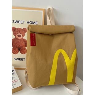 New Trendy McDonald's Large Capacity Backpack Casual Backpack Hamburger Paper Bag Backpack Student School Bag
