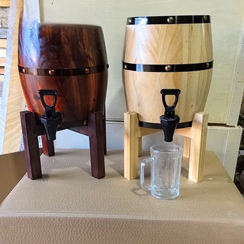 Oak Barrel for Bulk Liquor, Retro Supermarket/Restaurant Lockable Keg, Simple Design for Baijiu, Beer, and Wine