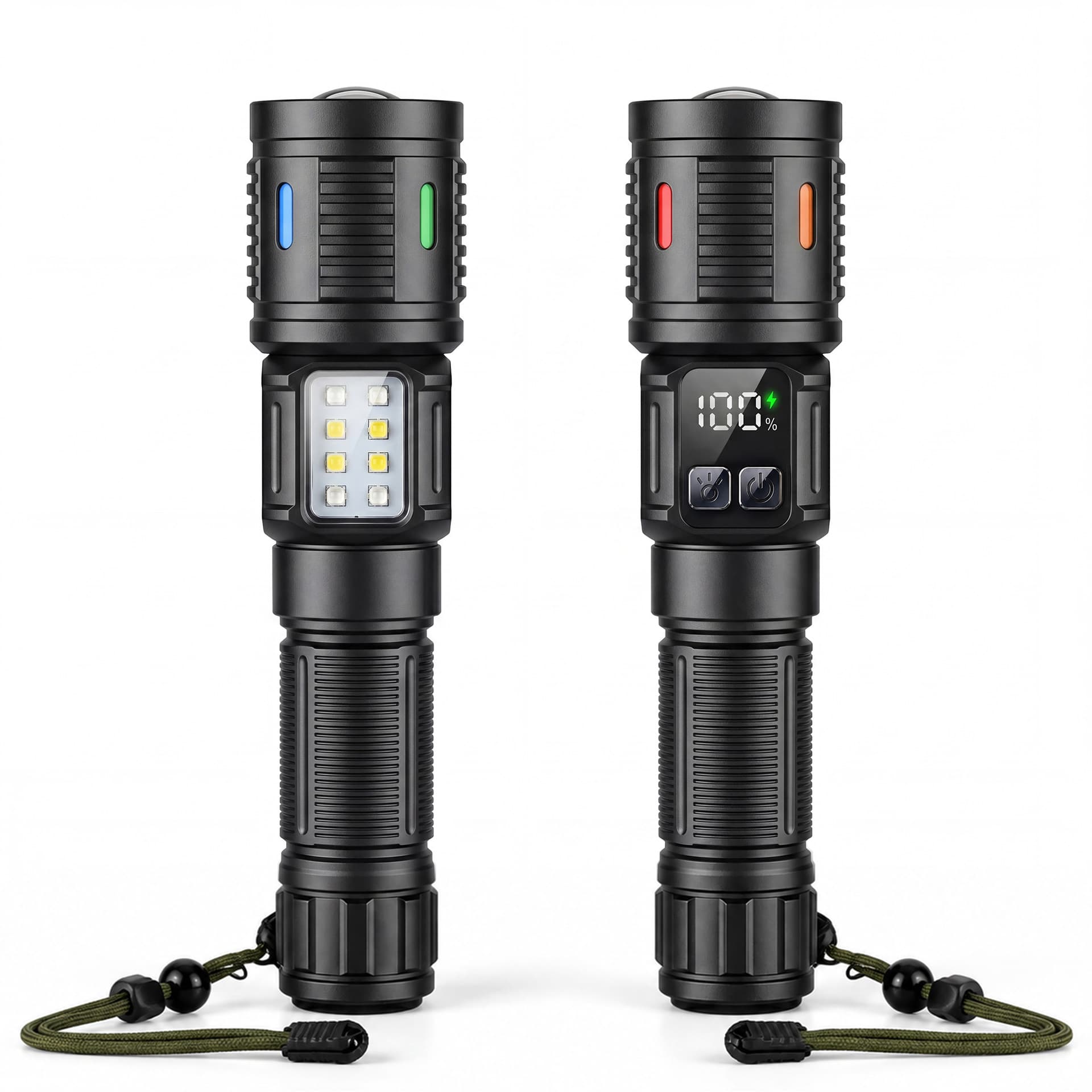 New Cross-border White Laser Long-range High-brightness Zoom Digital Display LED Side Light Work Light Magnetic Flashlight