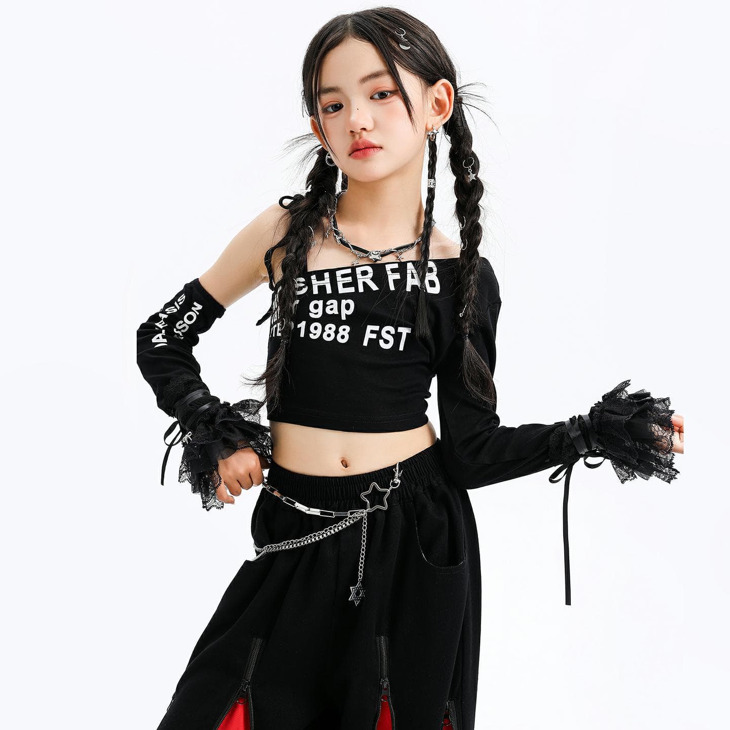 Children's Jazz Dance Performance Outfit, Girls' Street Dance Costume, Kids' Jazz Top, Trendy and Stylish Jazz Dance Clothing for Girls