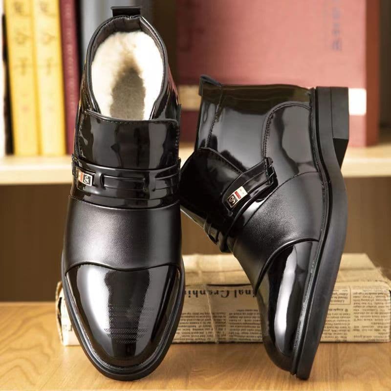 Fleece-Lined Thick Martin Boots Men Winter New Style Men's Boots Korean High-Top Versatile Casual Leather Shoes Cotton Shoes