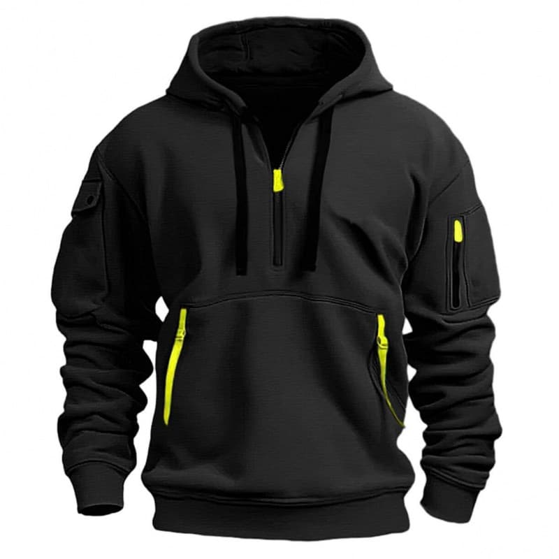2026 cross-border autumn and winter men's sports casual sweatshirt hooded pullover zipper multi-pocket men's sweatshirt jacket