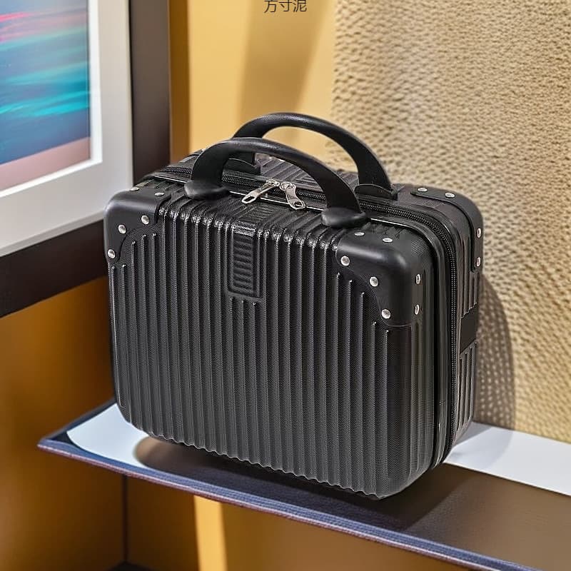 Makeup Case Small Luggage 14-Inch Travel Suitcase Solid Color Corner Protector Black Pink Gift Hand Carry Case Empty Box