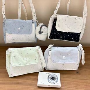 High-Aesthetic Star Polka Dot Three-Layer Storage Handheld Large-Capacity Cosmetic Bag, Polaroid Camera Bag, Phone Bag